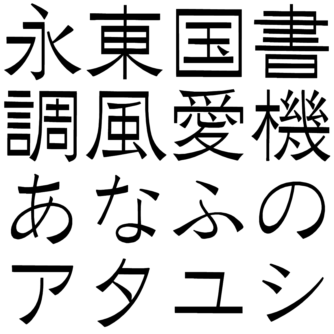 石井ファンテール BF 字形見本