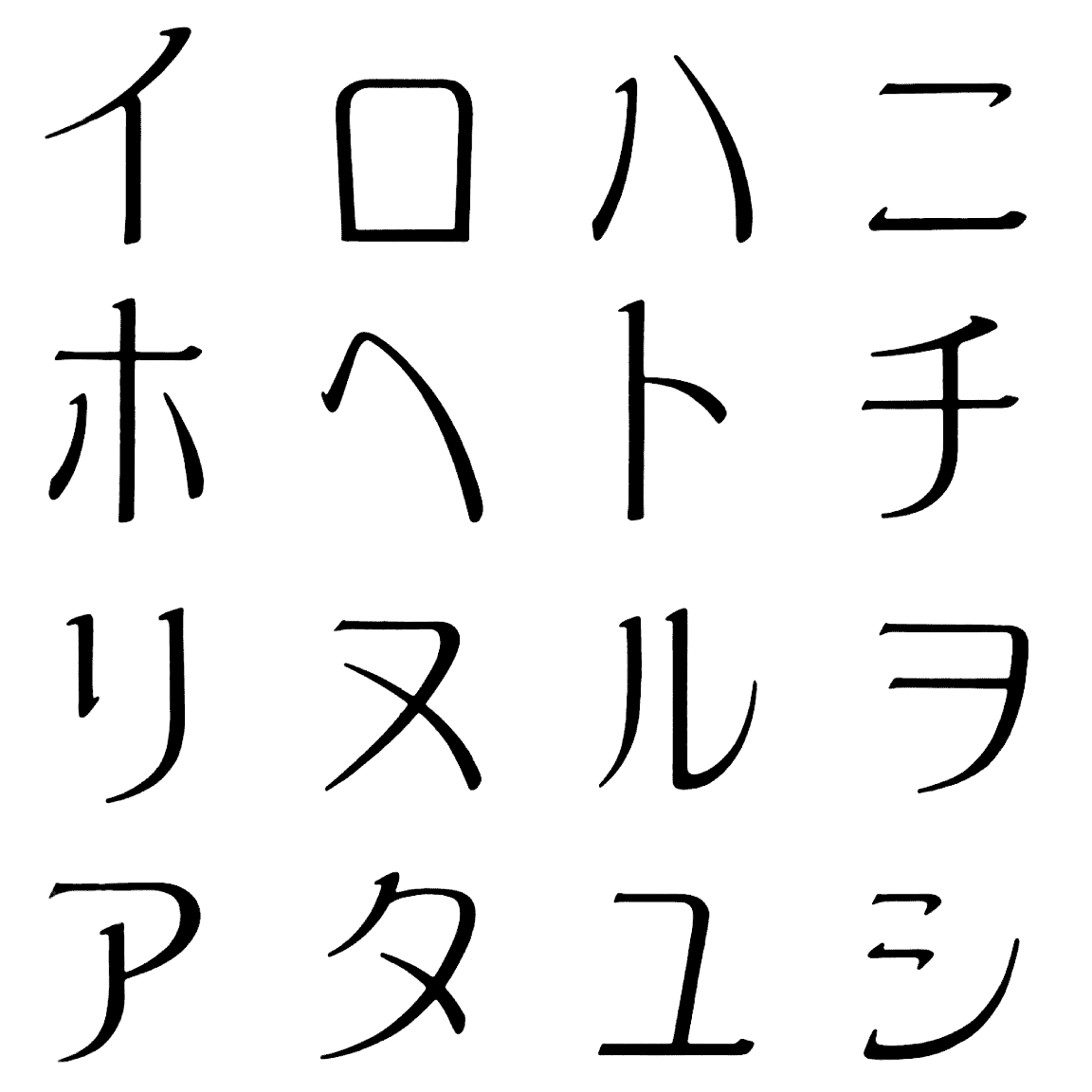 アラタ KA 字形見本