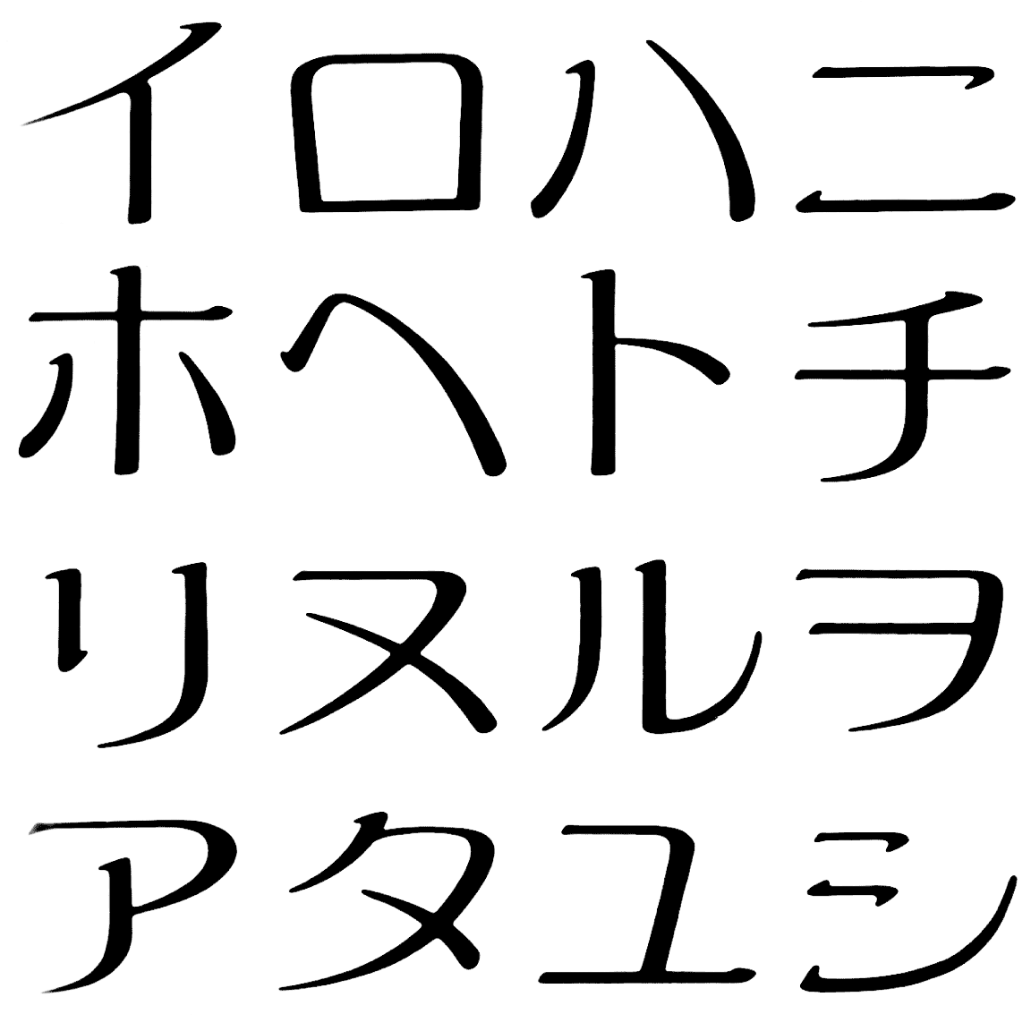 アラタ全角 KC 字形見本